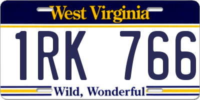 WV license plate 1RK766