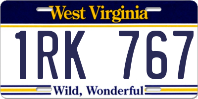 WV license plate 1RK767