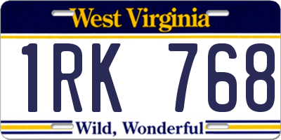 WV license plate 1RK768