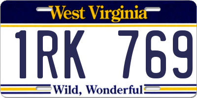 WV license plate 1RK769