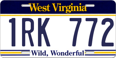 WV license plate 1RK772