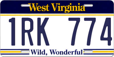 WV license plate 1RK774