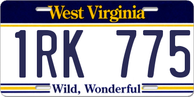 WV license plate 1RK775