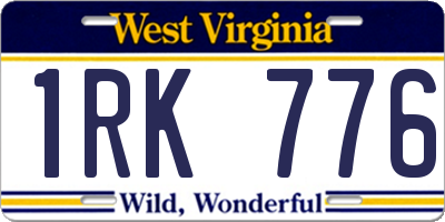 WV license plate 1RK776