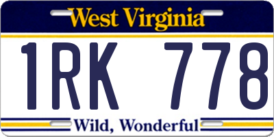 WV license plate 1RK778