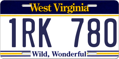WV license plate 1RK780