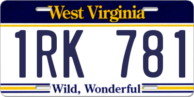 WV license plate 1RK781