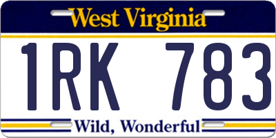 WV license plate 1RK783