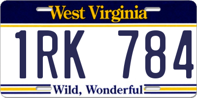 WV license plate 1RK784