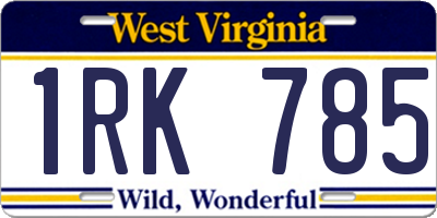 WV license plate 1RK785