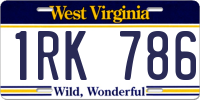 WV license plate 1RK786