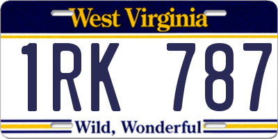 WV license plate 1RK787