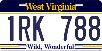 WV license plate 1RK788