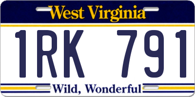 WV license plate 1RK791