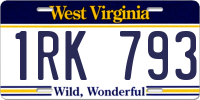 WV license plate 1RK793