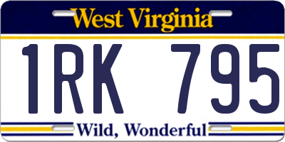 WV license plate 1RK795