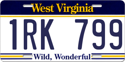 WV license plate 1RK799