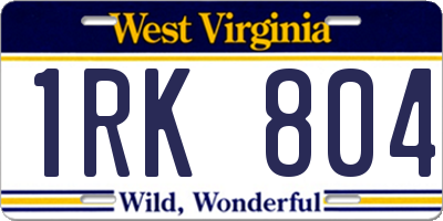 WV license plate 1RK804