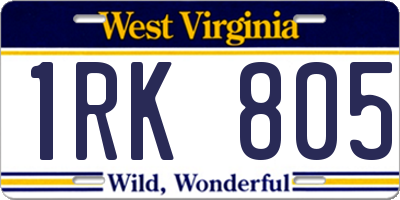 WV license plate 1RK805