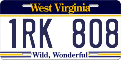 WV license plate 1RK808