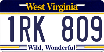 WV license plate 1RK809