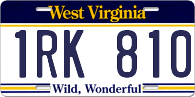 WV license plate 1RK810