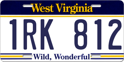 WV license plate 1RK812