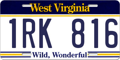 WV license plate 1RK816