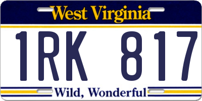WV license plate 1RK817