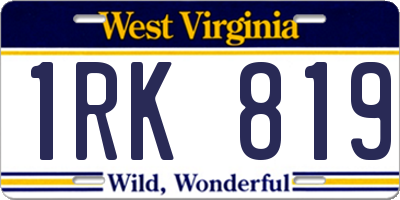 WV license plate 1RK819