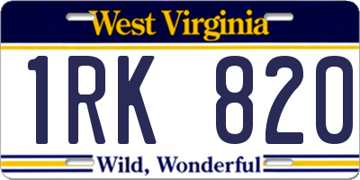 WV license plate 1RK820