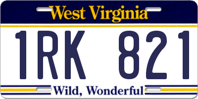WV license plate 1RK821