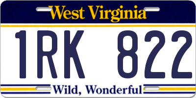 WV license plate 1RK822