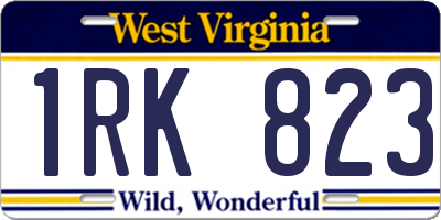 WV license plate 1RK823