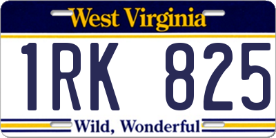 WV license plate 1RK825