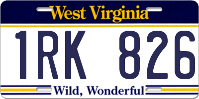 WV license plate 1RK826