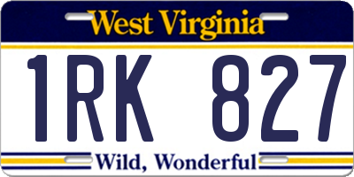 WV license plate 1RK827