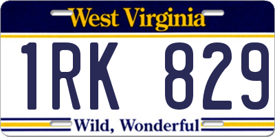 WV license plate 1RK829