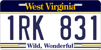 WV license plate 1RK831