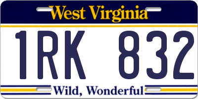 WV license plate 1RK832