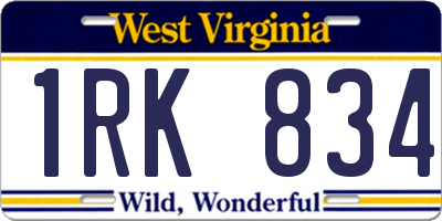 WV license plate 1RK834
