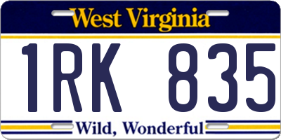 WV license plate 1RK835