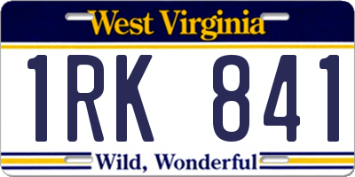 WV license plate 1RK841