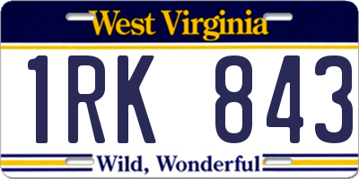 WV license plate 1RK843