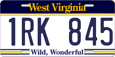 WV license plate 1RK845