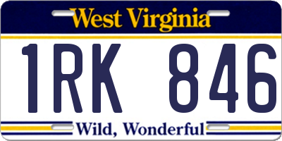 WV license plate 1RK846