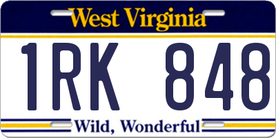 WV license plate 1RK848