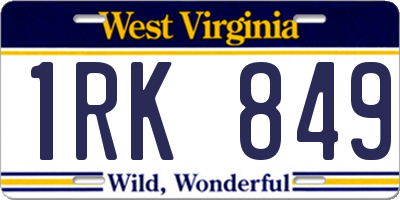 WV license plate 1RK849