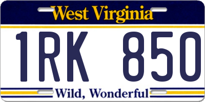 WV license plate 1RK850