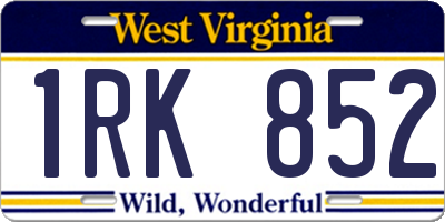 WV license plate 1RK852